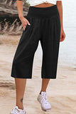 Casual Simplicity Solid Pocket Loose High Waist Wide Leg Solid Color Bottoms(15 Colors)