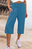 Casual Simplicity Solid Pocket Loose High Waist Wide Leg Solid Color Bottoms(15 Colors)