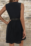 Elegant Solid Lace V Neck A Line Dresses