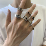 Street Geometric Hollow Ring Set