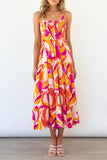 Fashion Street Dot Patchwork Spaghetti Strap Printed Dresses(22 Colors)