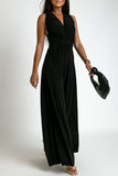 Casual Elegant Solid Backless Cross Straps V Neck Jumpsuits(4 Colors)