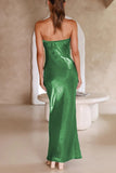 Celebrities Formal Solid Bright Silk Strapless Evening Dress Dresses