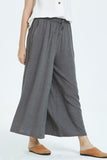 Casual Simplicity Solid Make Old Loose High Waist Wide Leg Solid Color Bottoms(8 Colors)