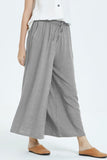 Casual Simplicity Solid Make Old Loose High Waist Wide Leg Solid Color Bottoms(8 Colors)