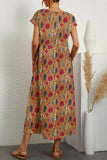 Casual Floral Pocket O Neck Printed Dress Dresses(8 Colors)