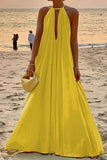 Casual Simplicity Solid Patchwork Halter A Line Dresses(4 Colors)