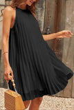 Casual Solid Fold Halter Pleated Dresses