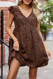 Sexy Bohemian Leopard Backless V Neck A Line Dresses