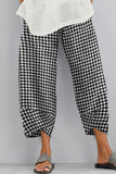Casual Plaid Contrast Loose High Waist Harlan Full Print Bottoms(3 Colors)