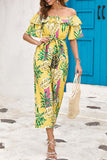 Bohemian College Floral Patchwork Flounce O Neck Loose Jumpsuits