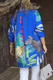 Print Patchwork Turndown Collar Tops