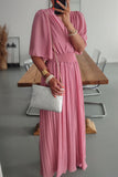 Casual Solid Fold V Neck Loose Jumpsuits