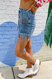 Casual Street Solid Hot Drill High Waist Denim Skirts