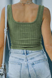 Casual Solid Patchwork Square Collar Tops