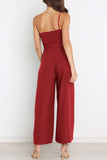 Casual Simplicity Solid Bandage Oblique Collar Straight Jumpsuits(6 Colors)