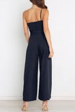 Casual Simplicity Solid Bandage Oblique Collar Straight Jumpsuits(6 Colors)