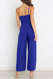 Casual Simplicity Solid Bandage Oblique Collar Straight Jumpsuits(6 Colors)