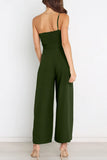 Casual Simplicity Solid Bandage Oblique Collar Straight Jumpsuits(6 Colors)