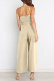 Casual Simplicity Solid Bandage Oblique Collar Straight Jumpsuits(6 Colors)