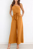Casual Simplicity Solid Bandage Oblique Collar Straight Jumpsuits(6 Colors)
