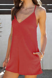 Casual Simplicity Solid Pocket Buttons V Neck Loose Jumpsuits(6 Colors)