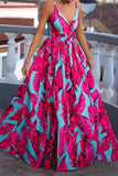 Sexy Elegant Floral Patchwork V Neck Printed Dress Dresses(4 Colors)