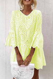Street Solid Flounce V Neck A Line Dresses(4 Colors)