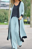 Casual Elegant Contrast V Neck Long Sleeve Three Pieces(4 Colors)