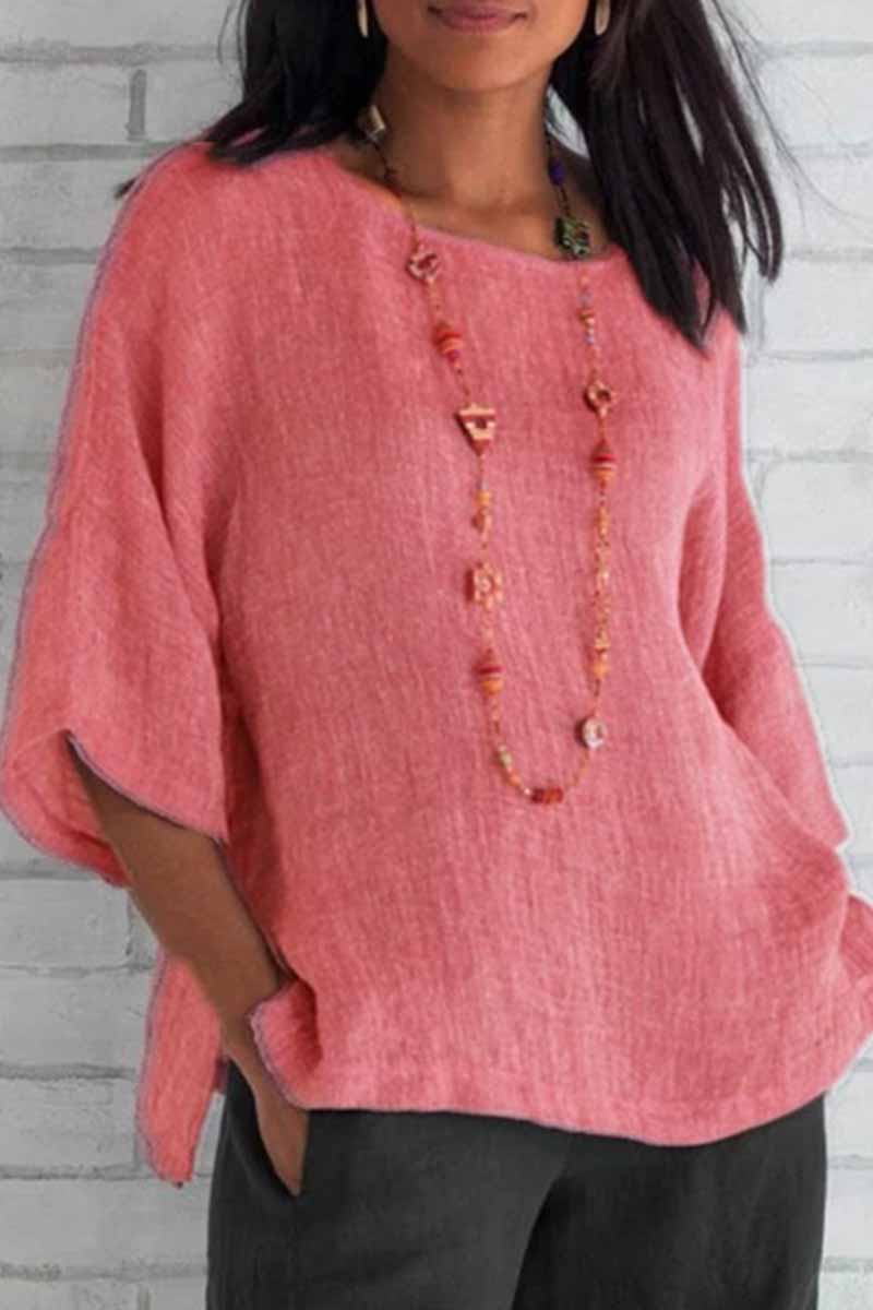 Casual Solid O Neck Tops(5 Colors)