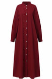 Street Solid Mandarin Collar Shirt Dress Dresses(3 Colors)
