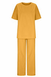 Casual Living Solid O Neck Short Sleeve Two Pieces(11 Colors)