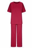 Casual Living Solid O Neck Short Sleeve Two Pieces(11 Colors)