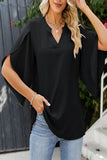 Sweet Elegant Solid Stringy Selvedge V Neck Tops