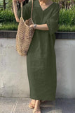 Casual Solid V Neck One Step Skirt Dresses(4 Colors)