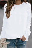 Casual Simplicity Solid O Neck Tops