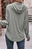 Casual Solid Buttons Hooded Collar Tops