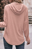 Casual Solid Buttons Hooded Collar Tops