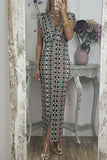 Casual Geometric Printing V Neck Sleeveless Dress Dresses