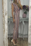 Casual Geometric Printing V Neck Sleeveless Dress Dresses