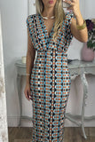 Casual Geometric Printing V Neck Sleeveless Dress Dresses