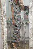 Casual Geometric Printing V Neck Sleeveless Dress Dresses