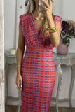 Casual Geometric Printing V Neck Sleeveless Dress Dresses
