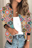 Casual Print Patchwork O Neck Outerwear(8 Colors)