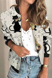 Casual Print Patchwork O Neck Outerwear(8 Colors)