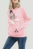 Casual Print Pocket Hooded Collar Tops