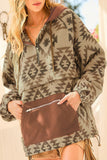 Casual Geometric Printing Hooded Collar Tops