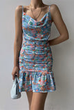 Sweet Elegant Floral Stringy Selvedge Scarf Collar Sling Dress Dresses