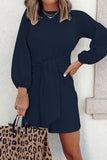 Casual Simplicity Solid O Neck Long Sleeve Dresses