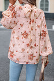 Elegant Floral Bandage Half A Turtleneck Blouses(4 Colors)